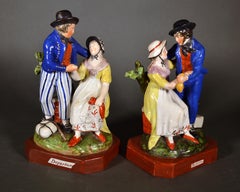 English Pearlware Figures of Sailor's Farewell and Return, circa 1820