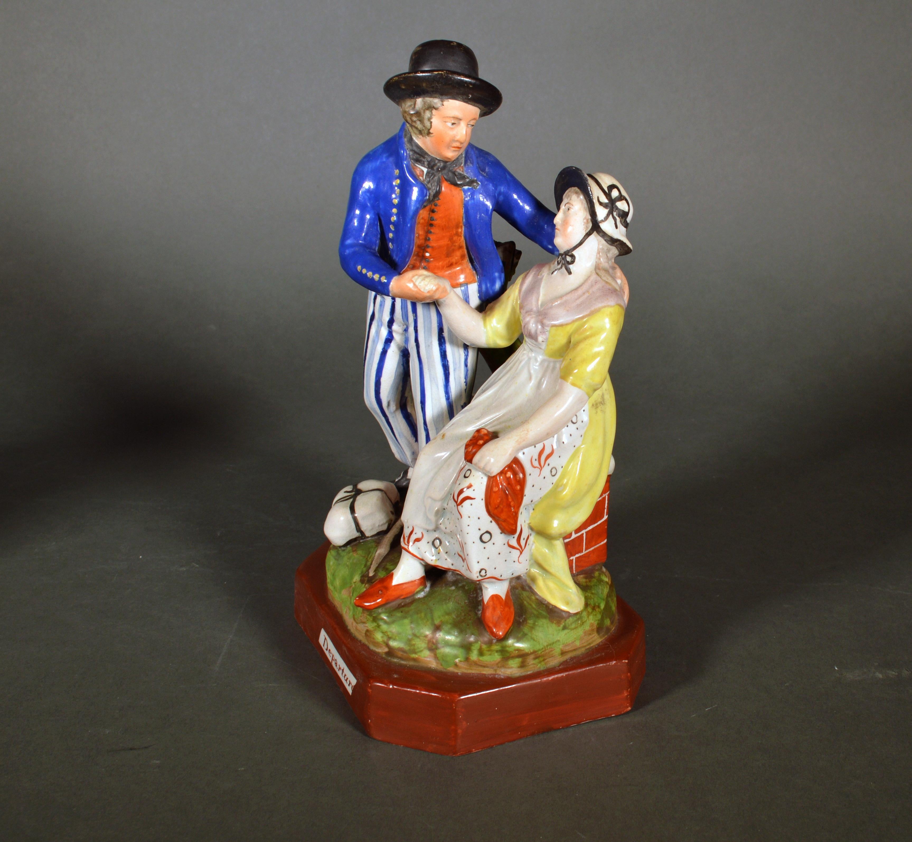 English Pearlware Figures of Sailor's Farewell and Return, circa 1820 In Good Condition In Downingtown, PA