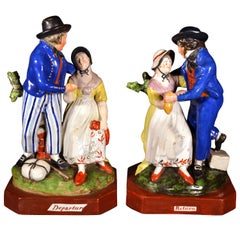 English Pearlware Figures of Sailor's Farewell and Return, circa 1820