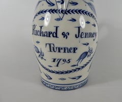 English pearlware jug, ‘Richard & Jenney Turner, 1795’.