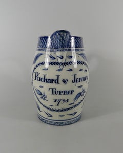 English pearlware jug, ‘Richard & Jenney Turner, 1795’.