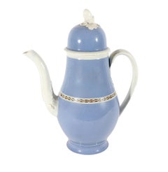 English Pearlware Light Blue Slip Coffee Pot, English, probably Staffordshire or