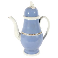 English Pearlware Light Blue Slip Coffee Pot, English, probably Staffordshire or