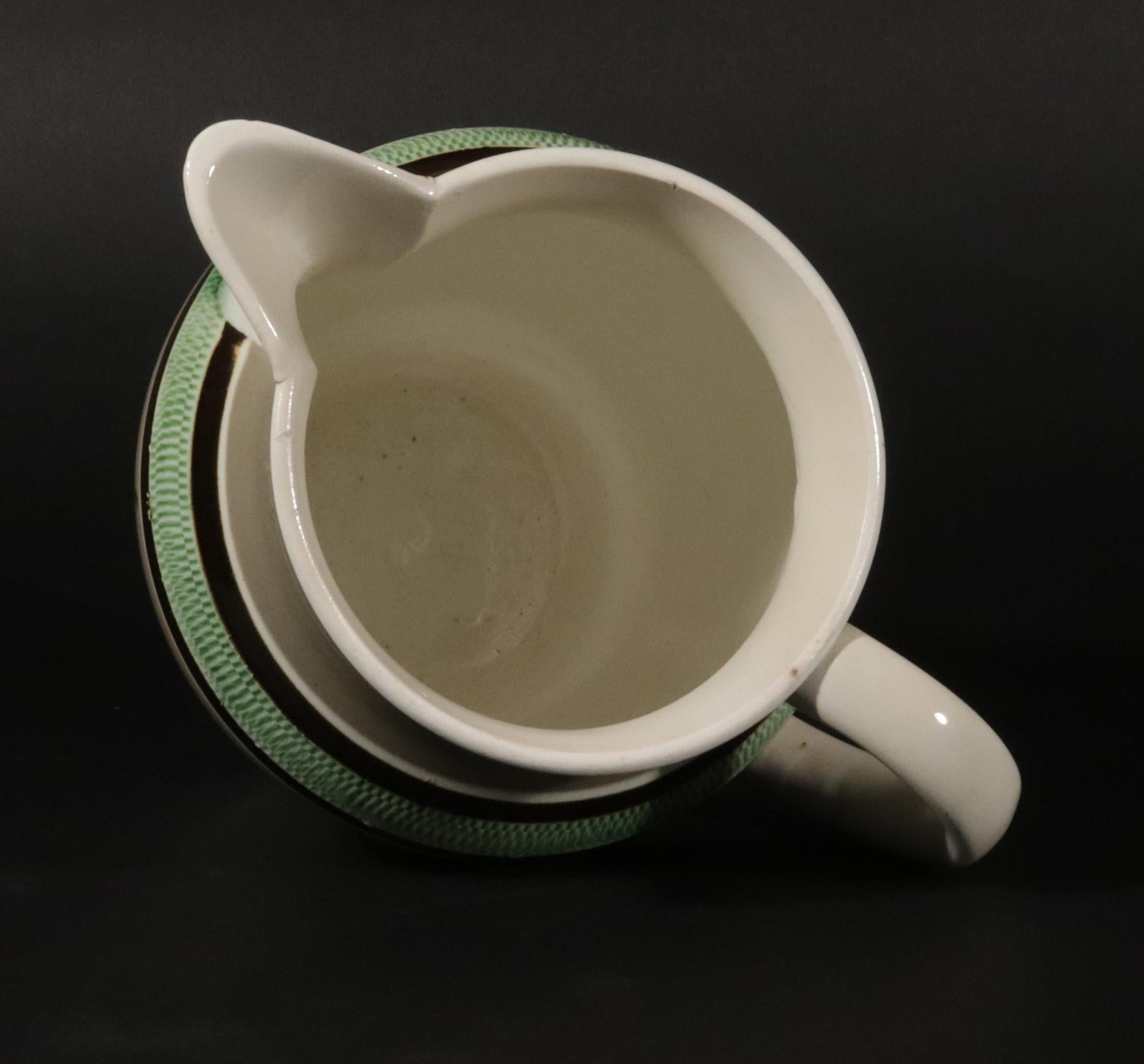 English Pearlware Mocha Keramik Krug mit Katzenaugen-Design im Angebot 5