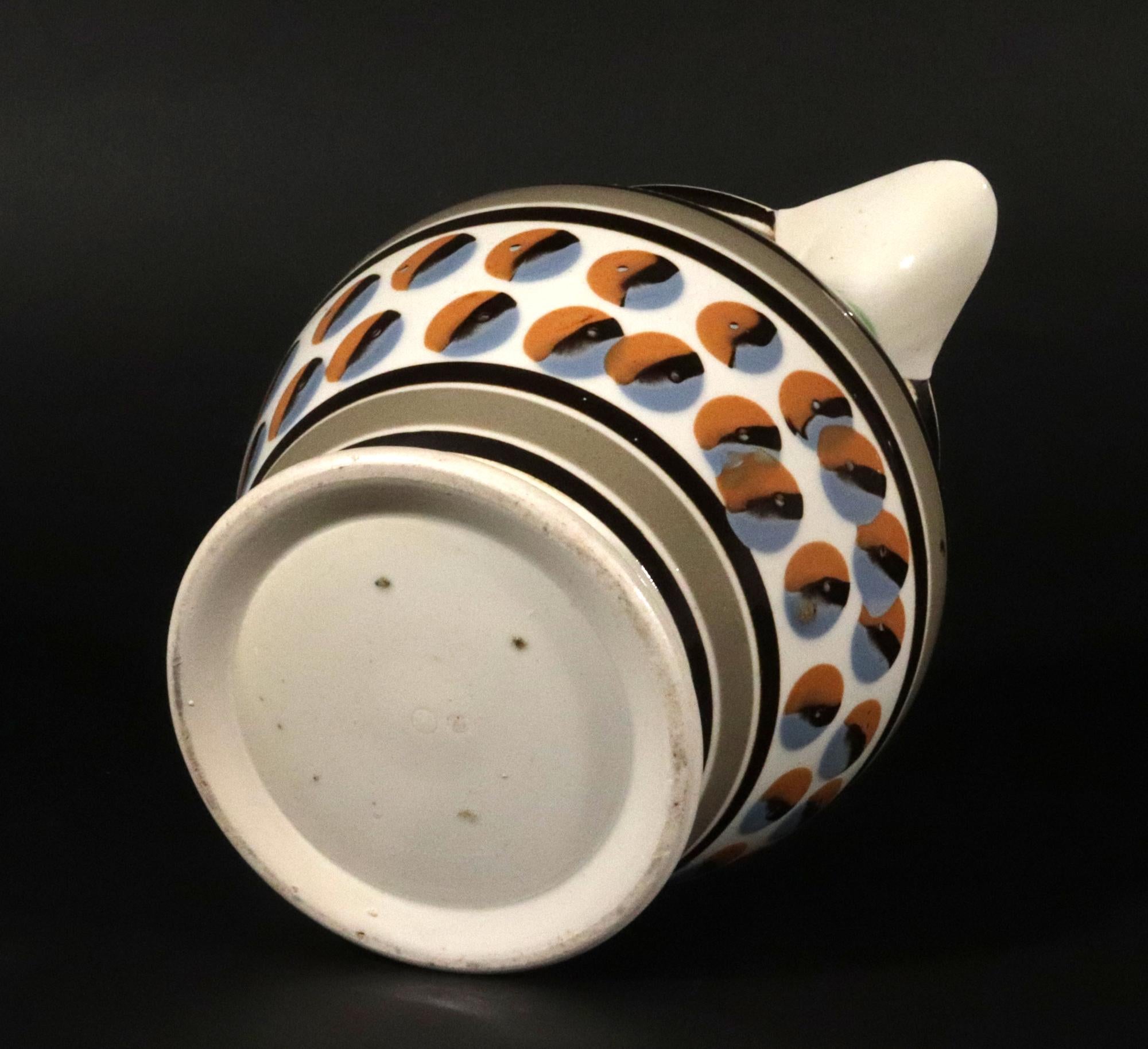 English Pearlware Mocha Keramik Krug mit Katzenaugen-Design im Angebot 6