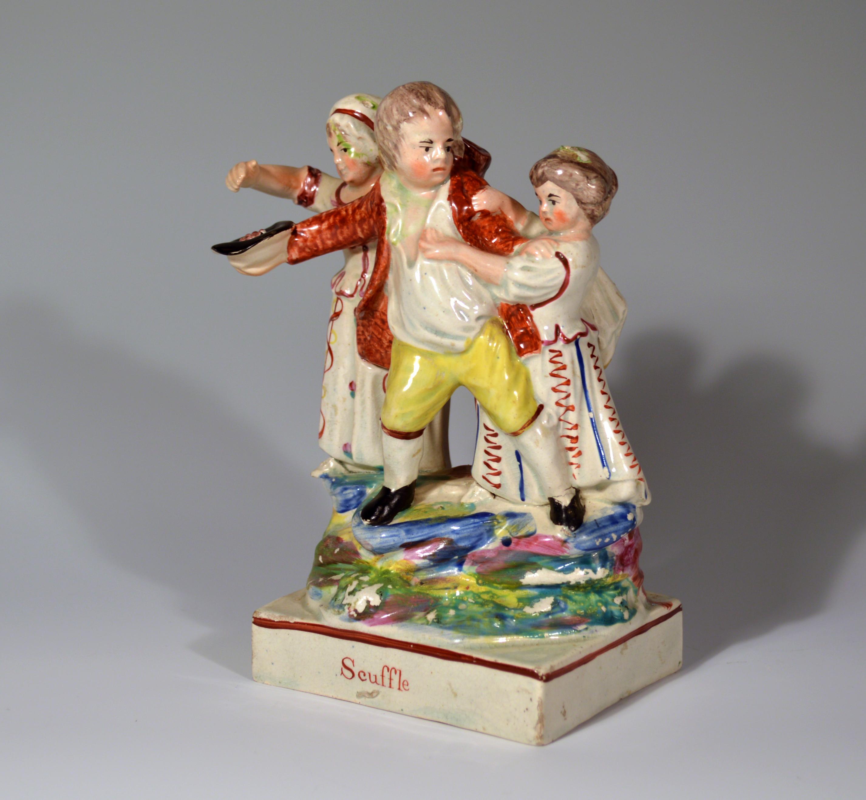 Georgian English Pearlware Pair of Figures of 