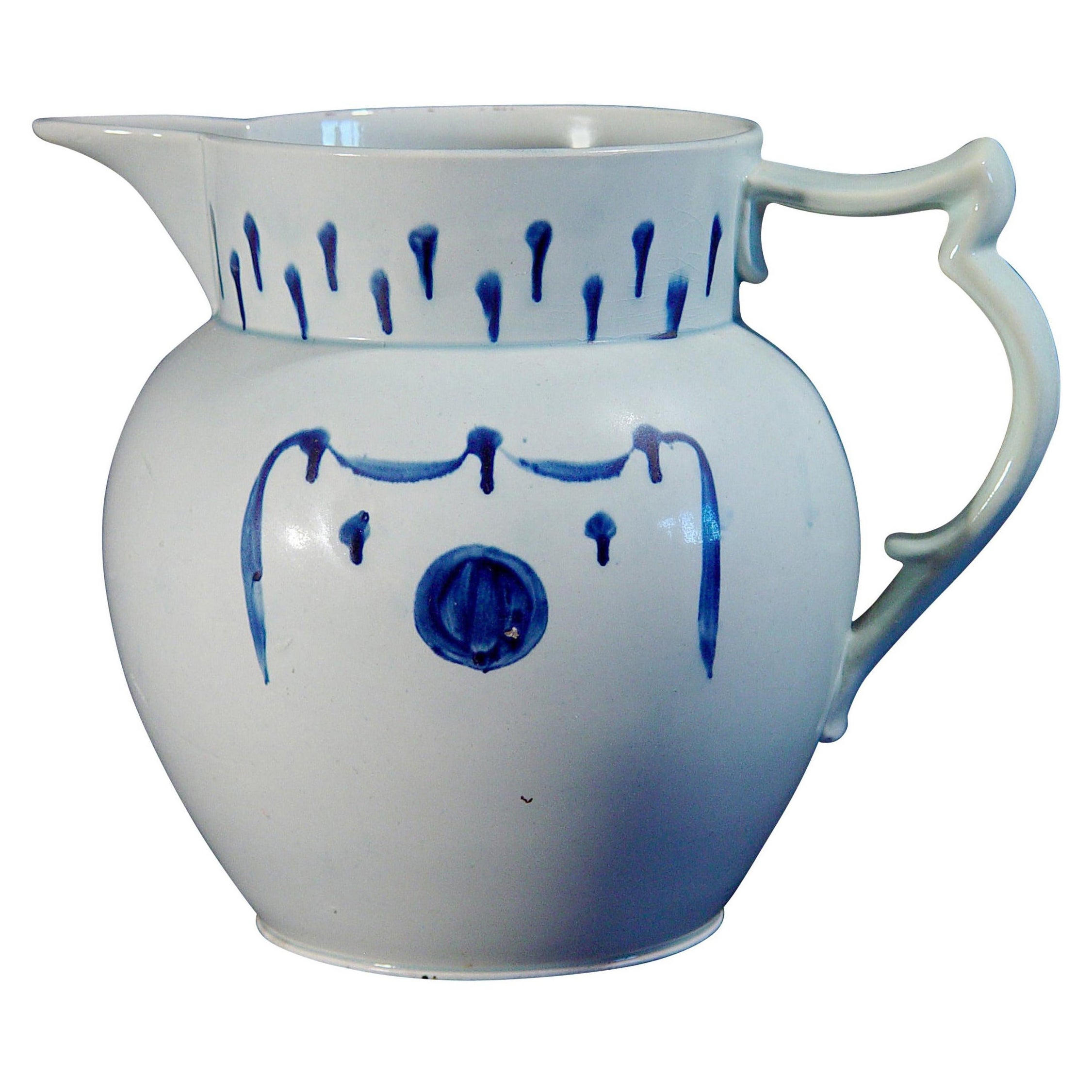 English Pearlware Pottery Blue and White Jug