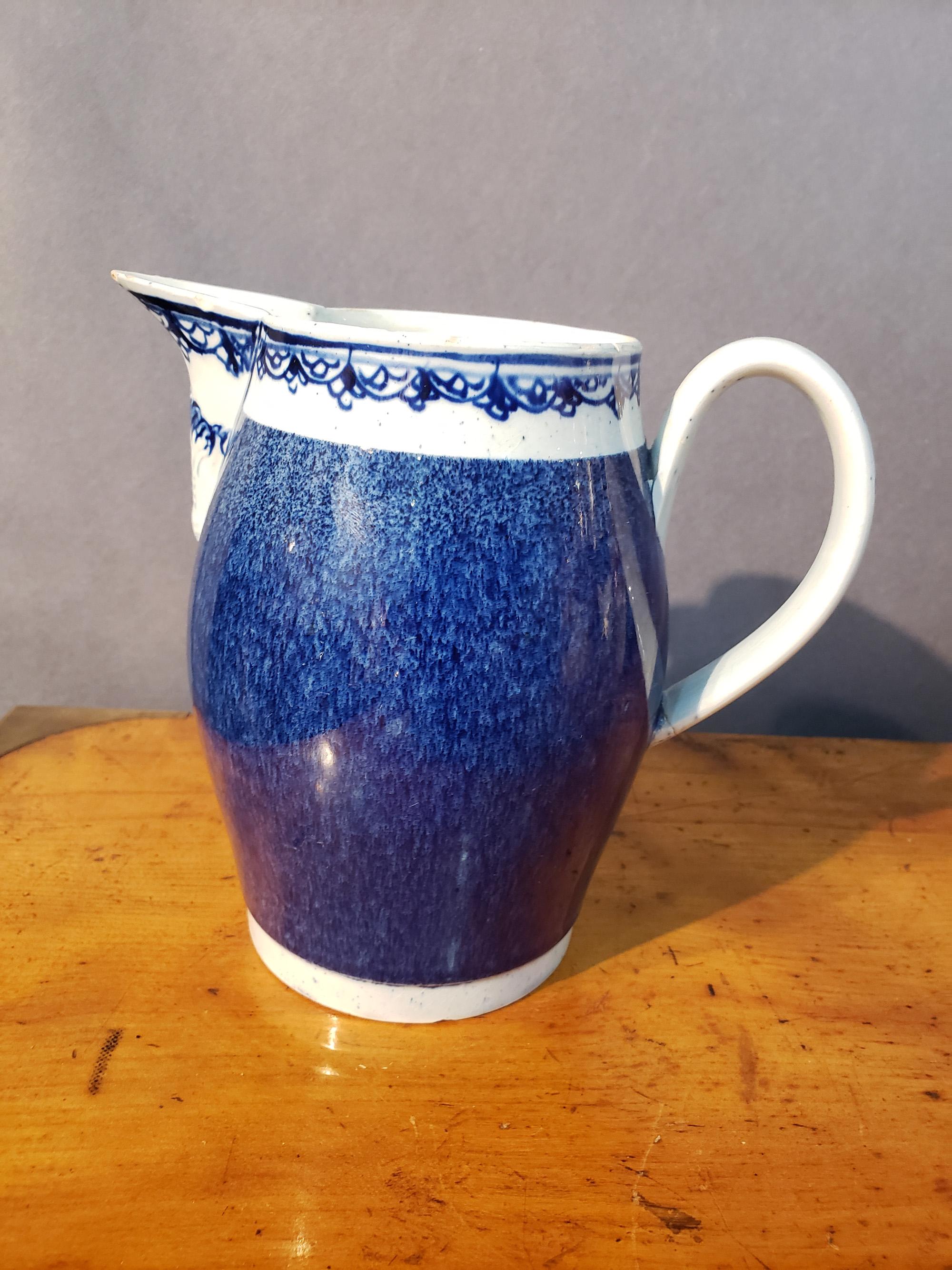 Georgian English Pearlware Pottery Jug with Speckled Blue Glaze For Sale