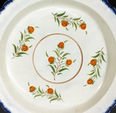 Poterie anglaise Pearlware - Grand plat à bord en coquillage avec fraises