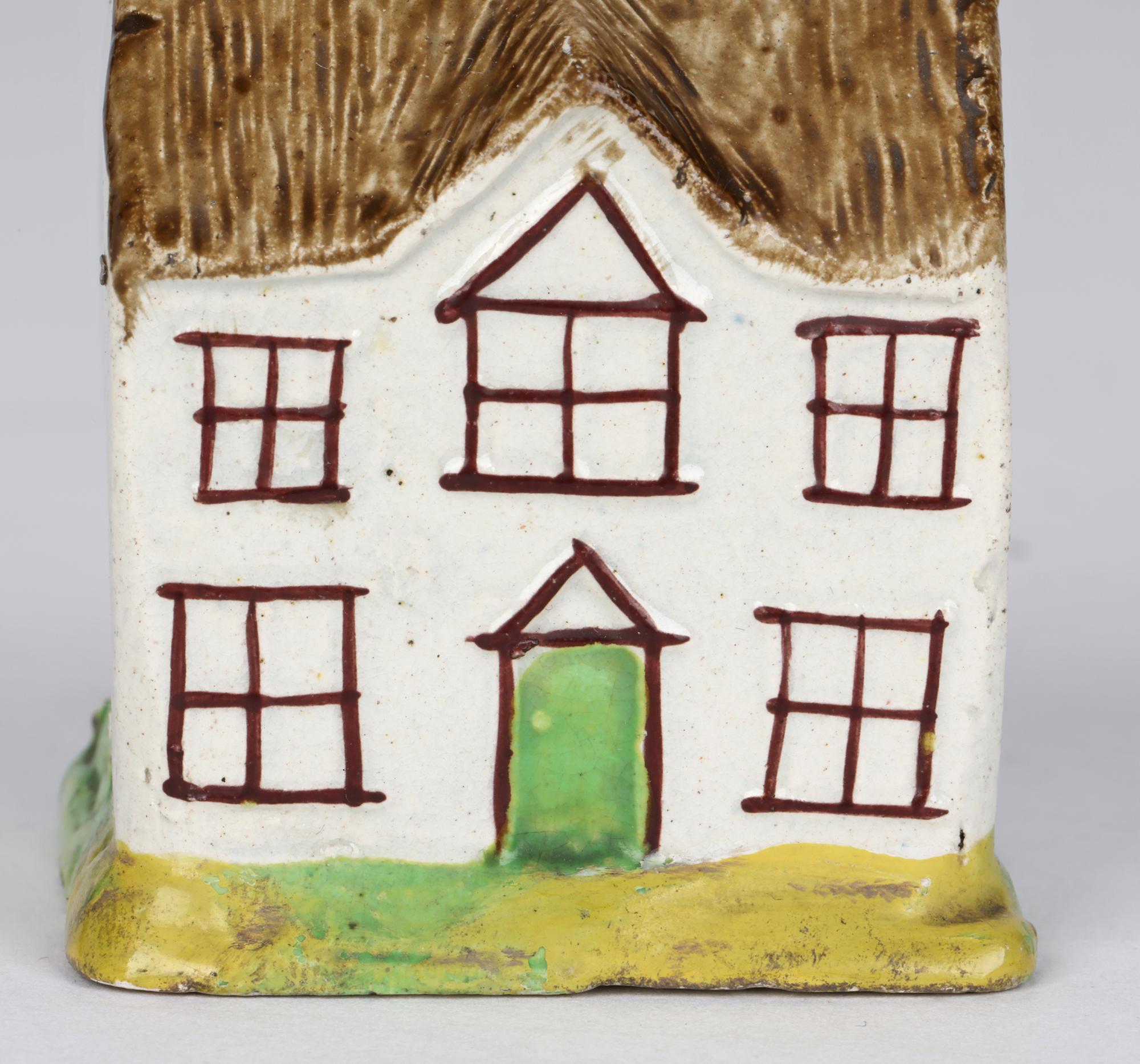 English Pearlware Pottery Miniature Cottage Moneybox For Sale 6