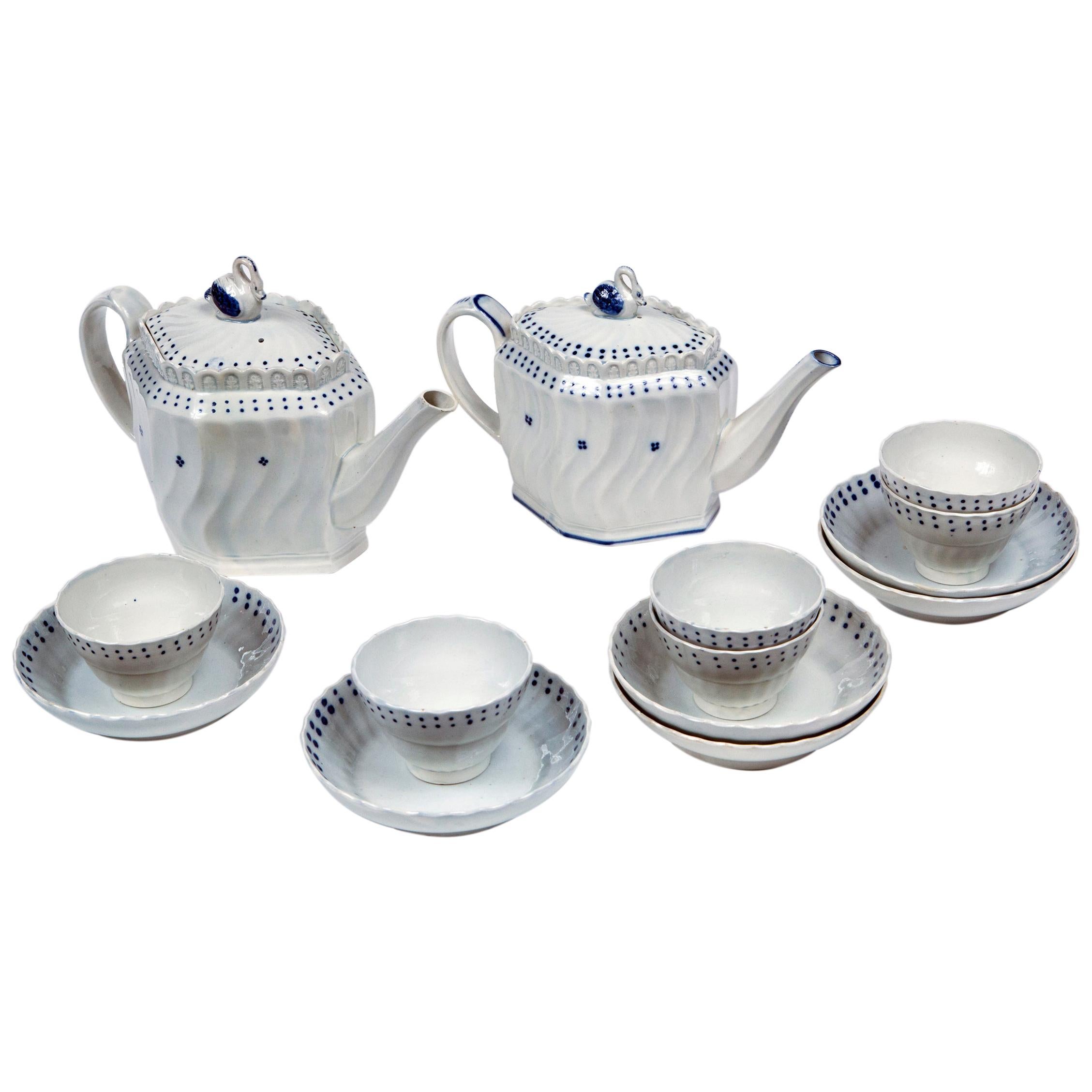 English Pearlware Tea Set, Early 19th Century For Sale