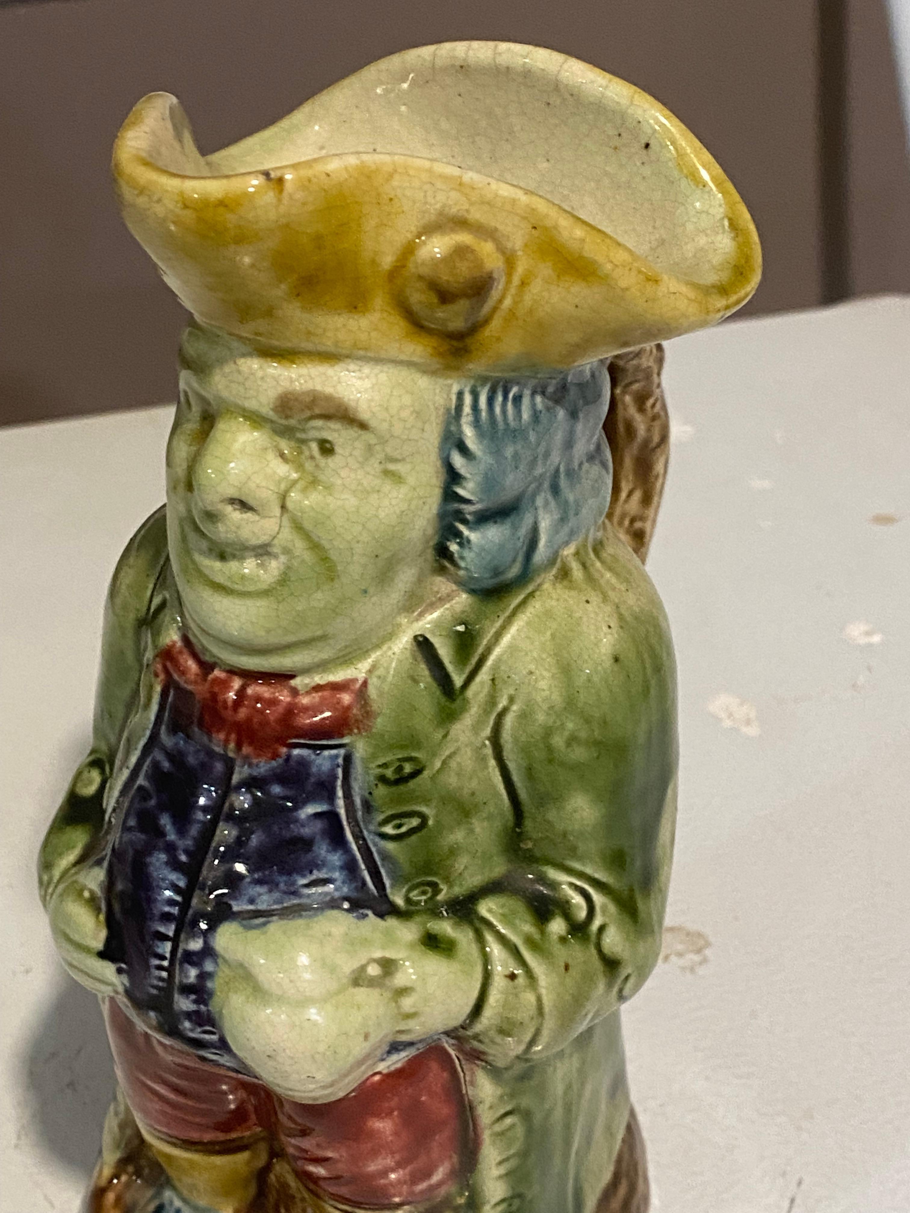 Glazed English Pearlware Toby Jug, Late 18th  C.