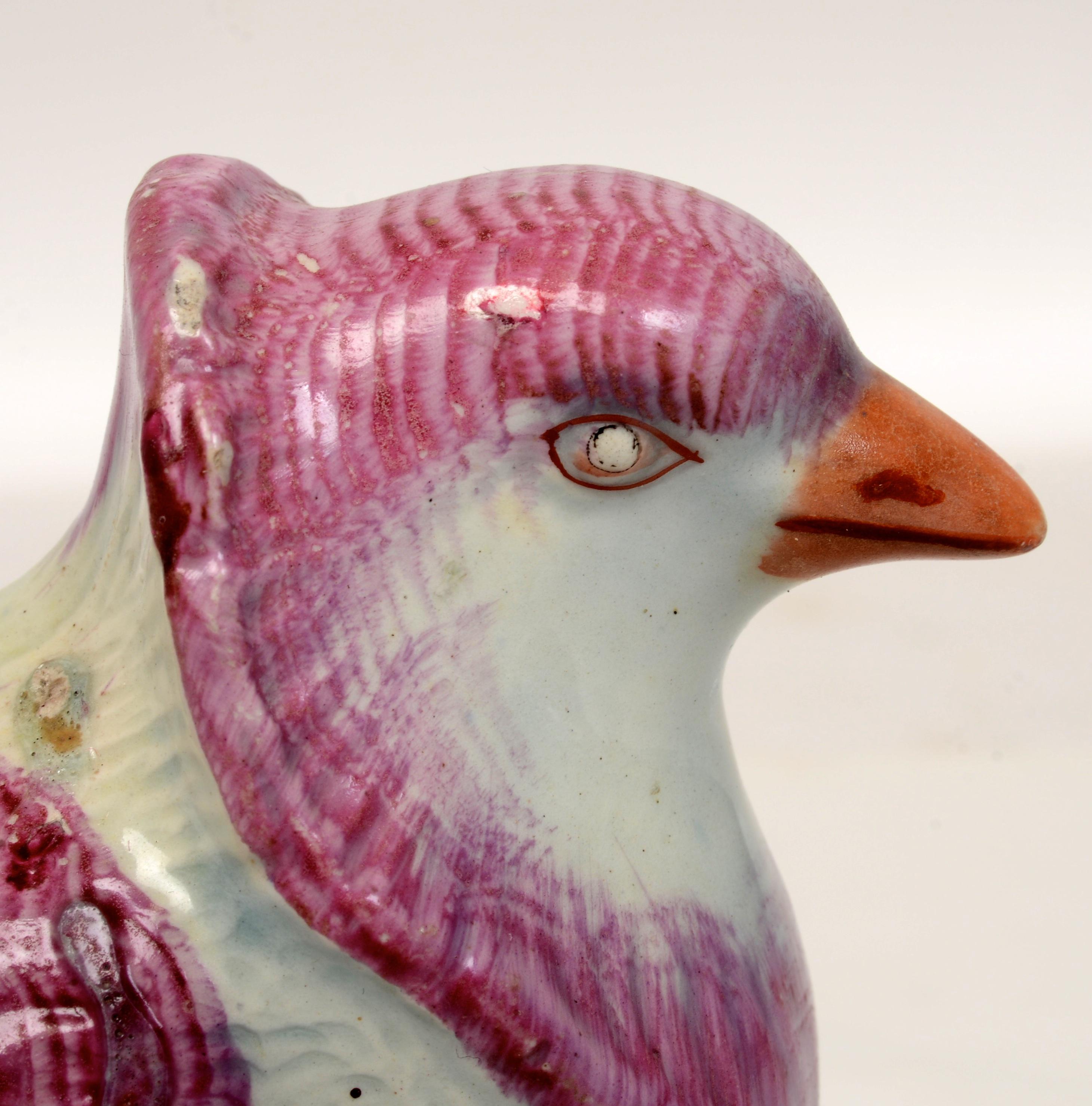 19th Century English Pearlware Tureen Box & Cover in the Form of a Turtle Neck Dove