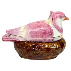 English Pearlware Tureen Box & Cover in the Form of a Turtle Neck Dove