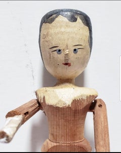 English Penny Doll, Carved Wood, circa 1800