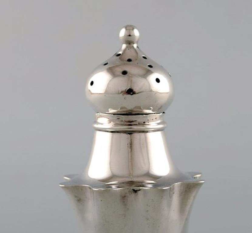 Late Victorian English Pepper Shaker in Silver, Late 19th Century For Sale