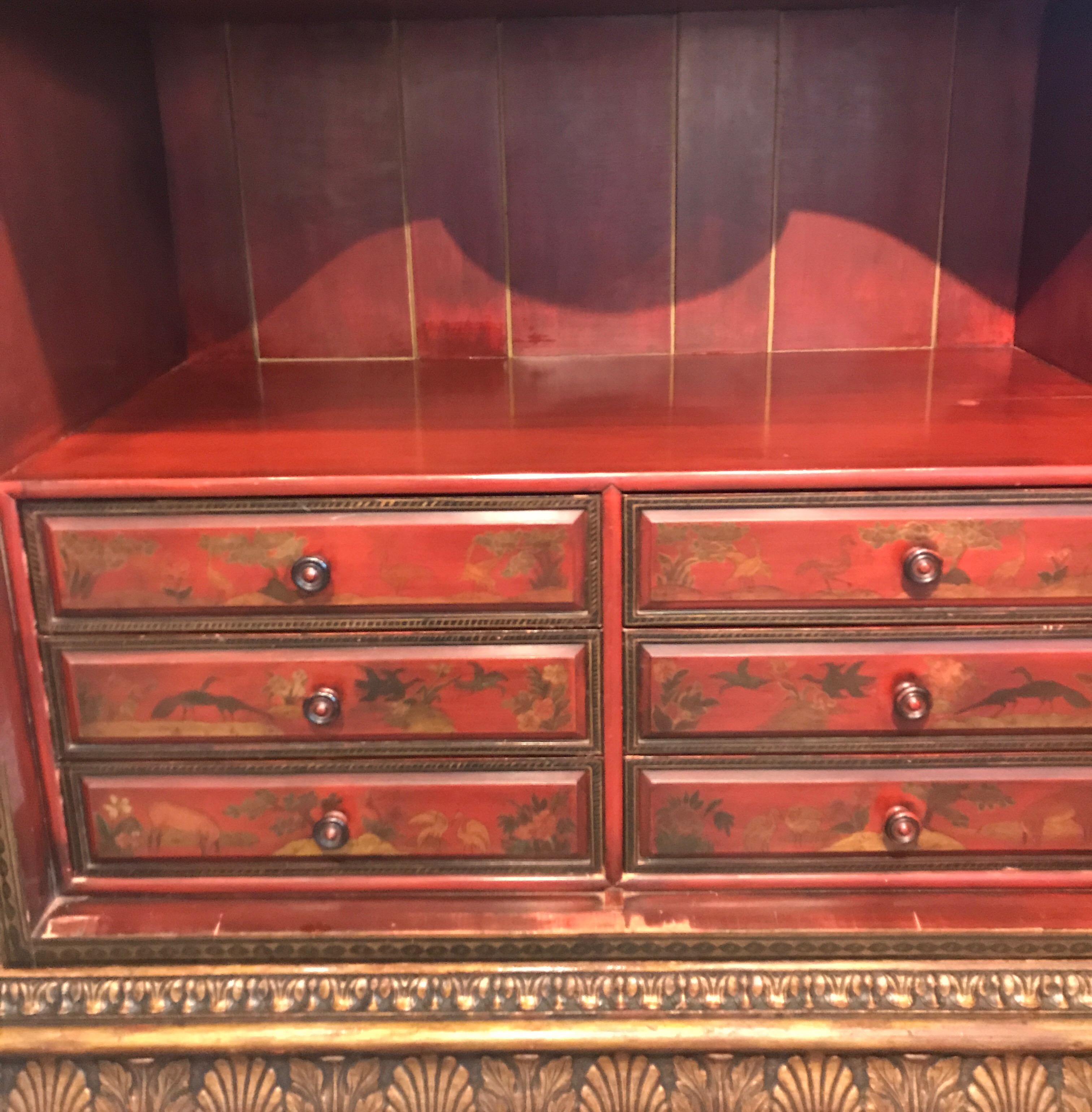 English Persian Style Chinoiserie Chest on Stand Bar Cabinet 1