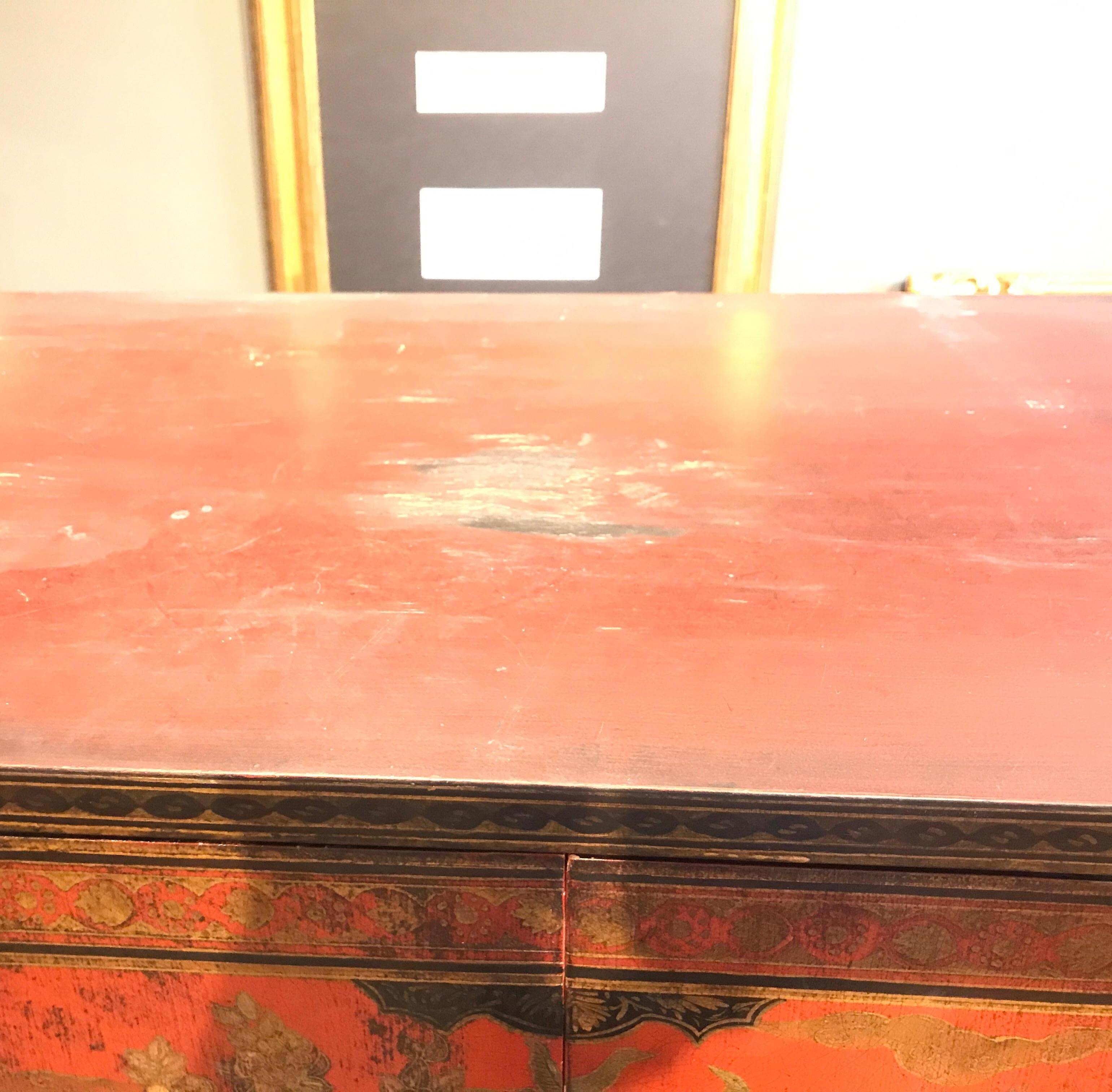 English Persian Style Chinoiserie Chest on Stand Bar Cabinet 4