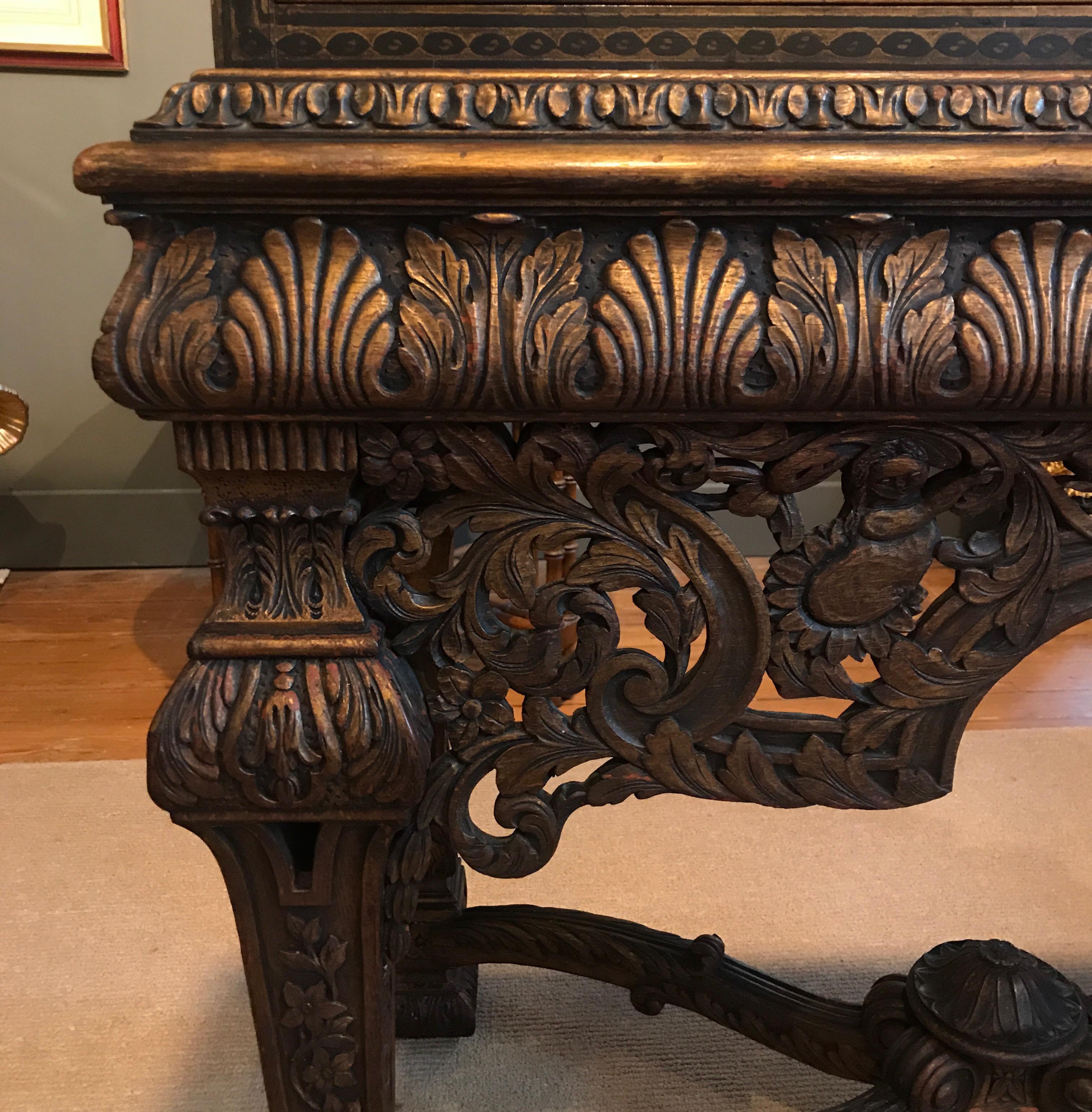 English Persian Style Chinoiserie Chest on Stand Bar Cabinet 5