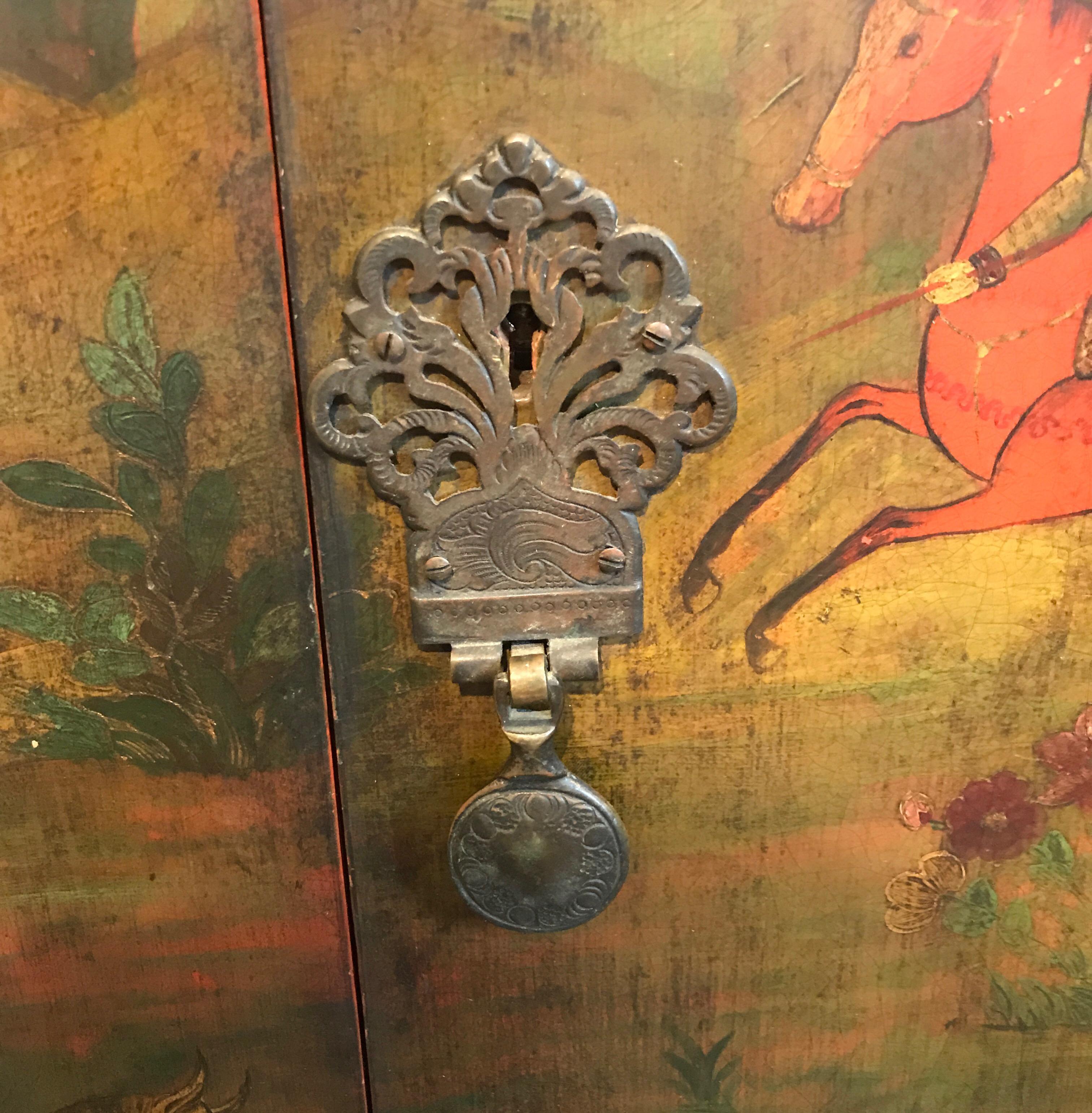 English Persian Style Chinoiserie Chest on Stand Bar Cabinet 8