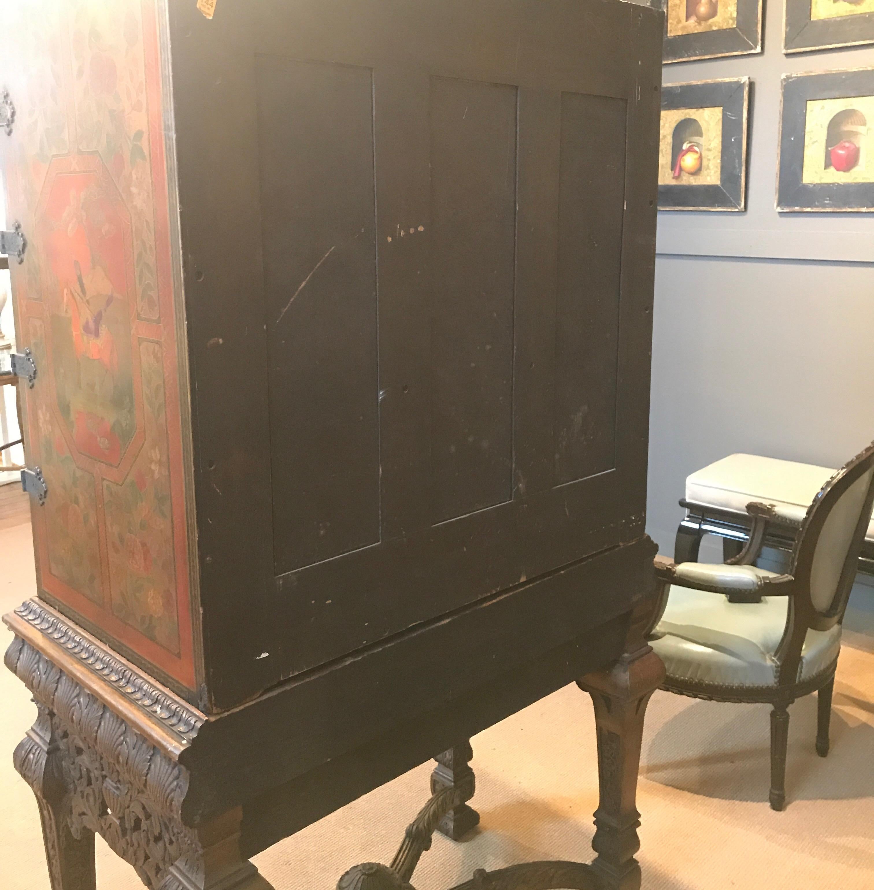 English Persian Style Chinoiserie Chest on Stand Bar Cabinet 10