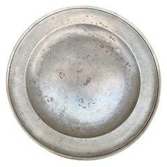 Antique English Pewter Charger, Marked "PIM", circa 1760-1840