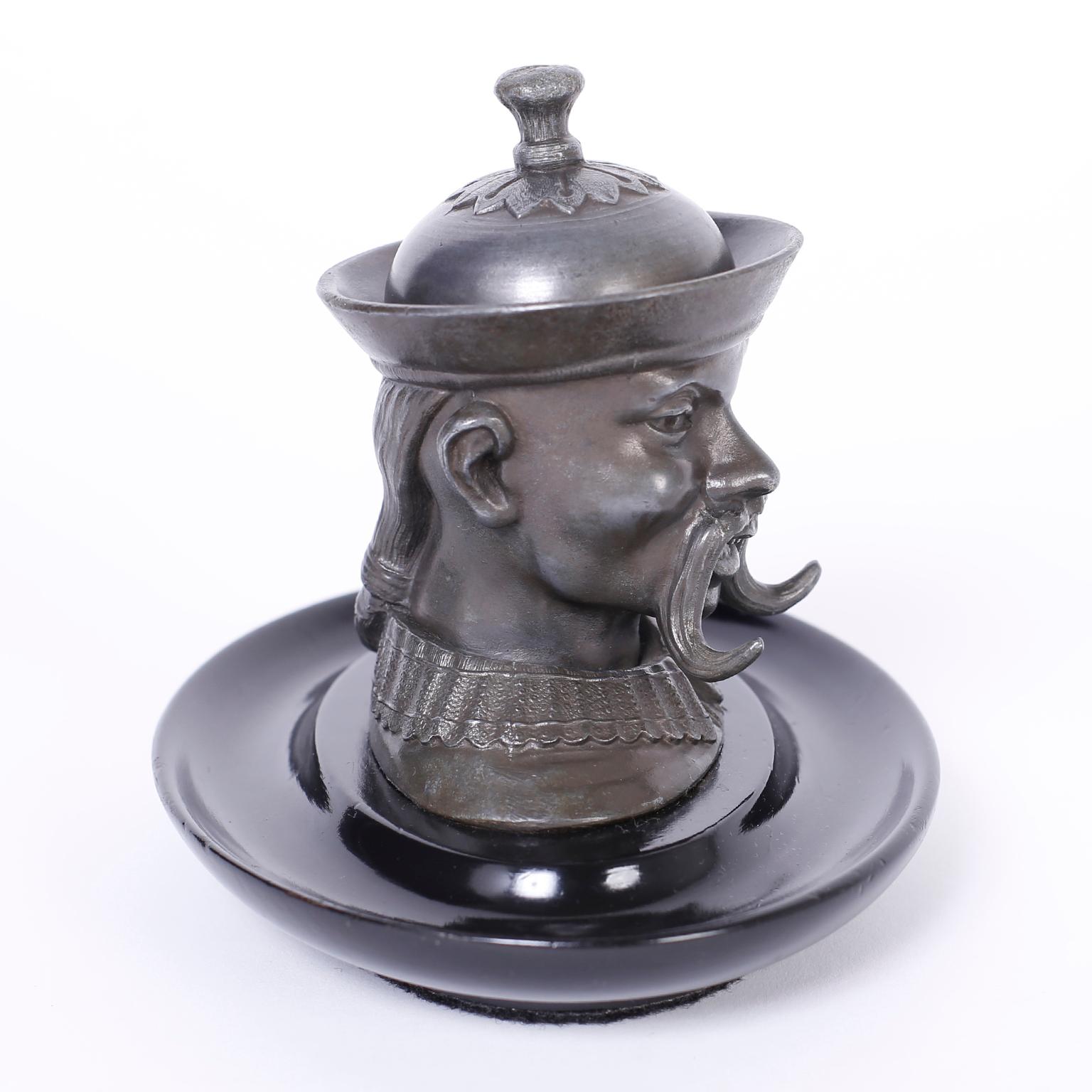 English Pewter Figural Inkwell In Good Condition For Sale In Palm Beach, FL