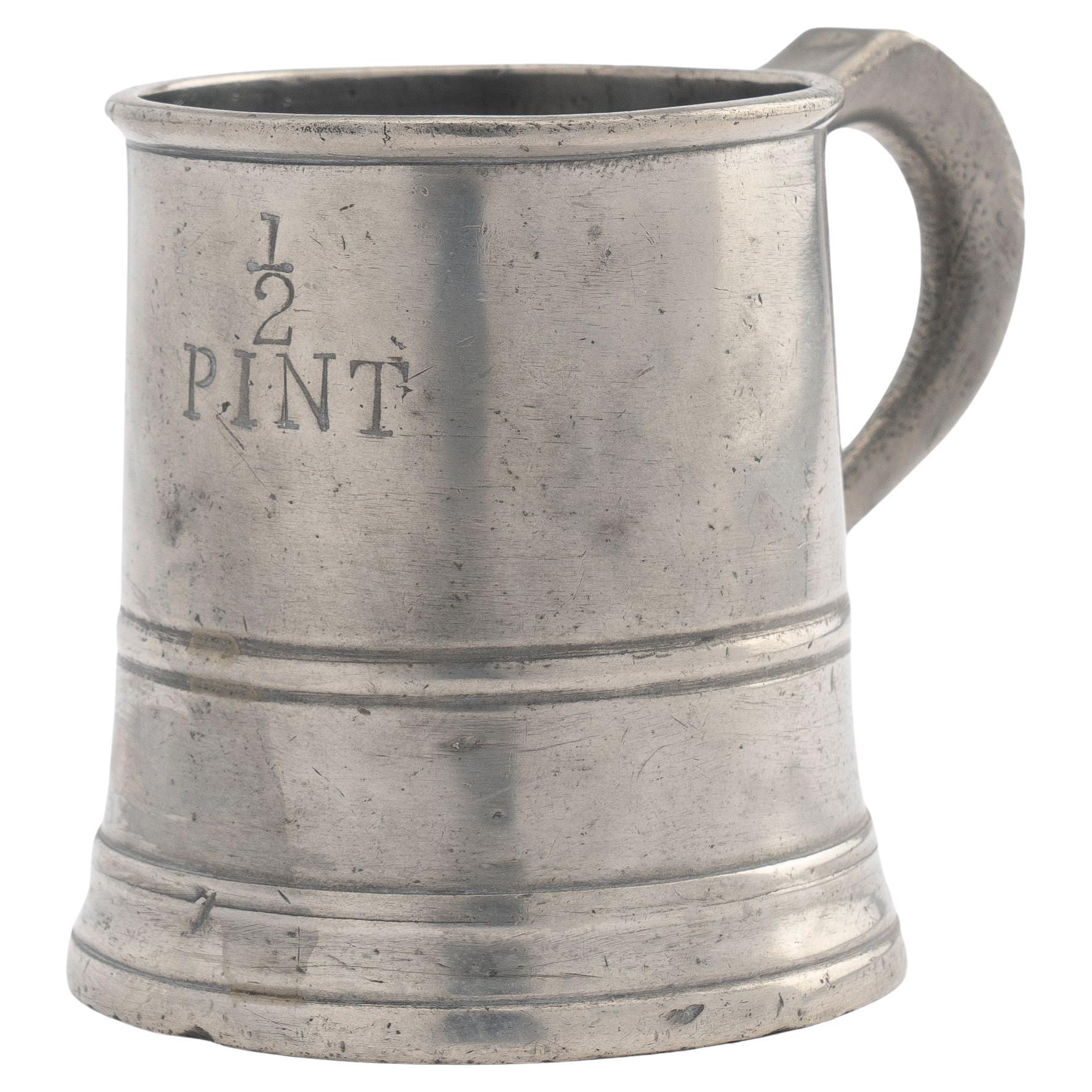 English pewter Half Pint mug, c. 1800's For Sale