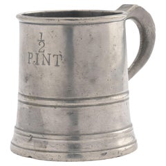 Antique English pewter Half Pint mug, c. 1800's