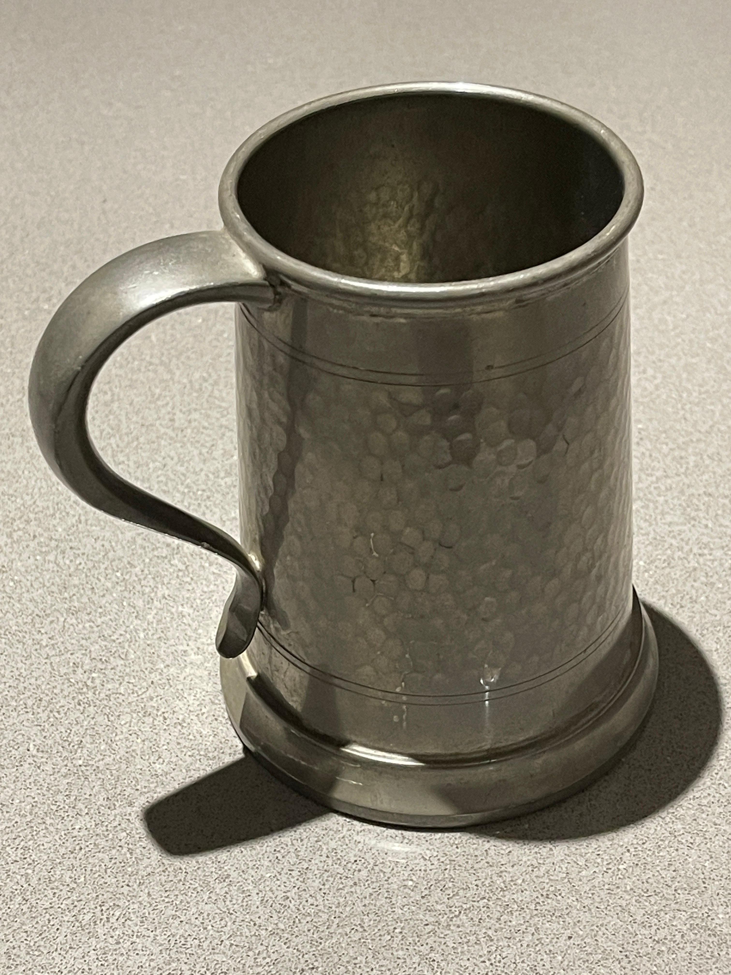 Mid-19th Century English Pewter Mugs Antique Cup Silver Pewter Jug, Drink Glass 1850s For Sale