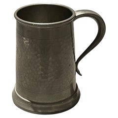 English Pewter Mugs Used Cup Silver Pewter Jug, Drink Glass 1850s