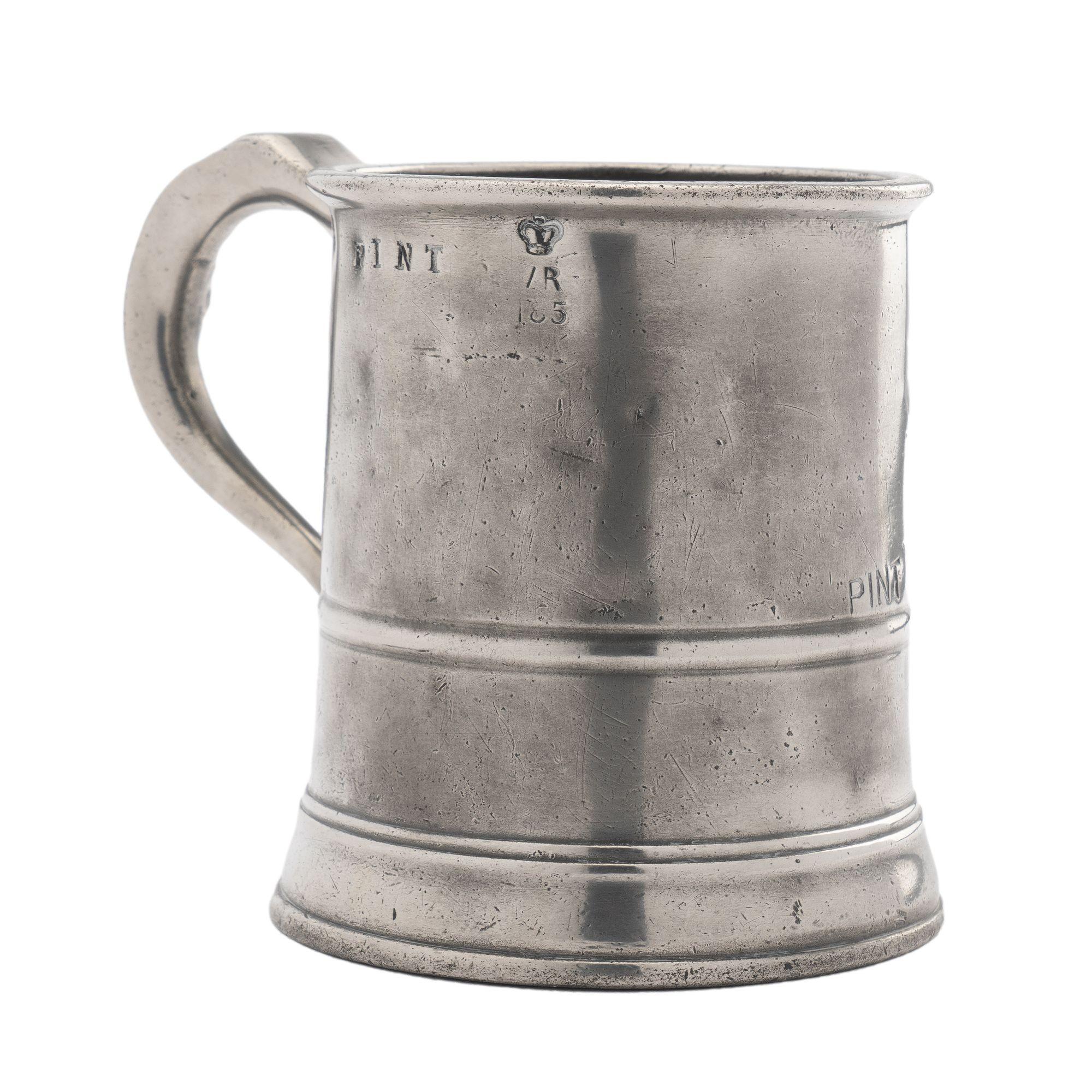 19th Century English Pewter Pint Mug, 1850s For Sale