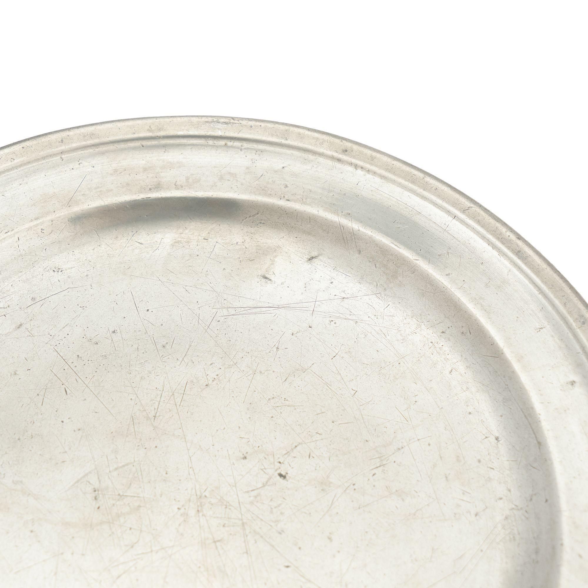 18th Century English pewter plate attributed to Henry Joseph, c. 1736