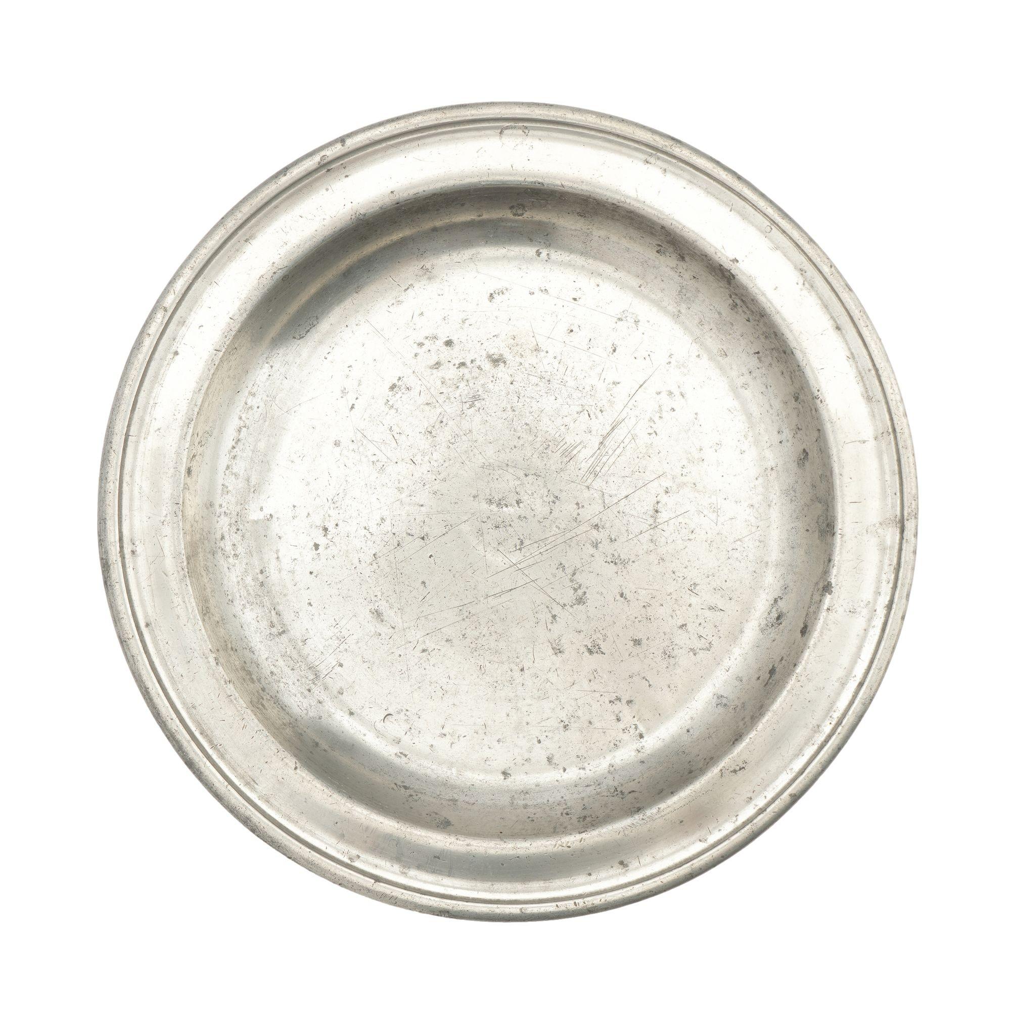 Pewter plate with beaded rim and touch mark 