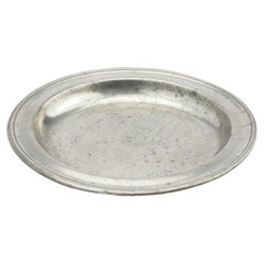 English pewter plate with beaded rim and touch mark on the reverse, 1700's