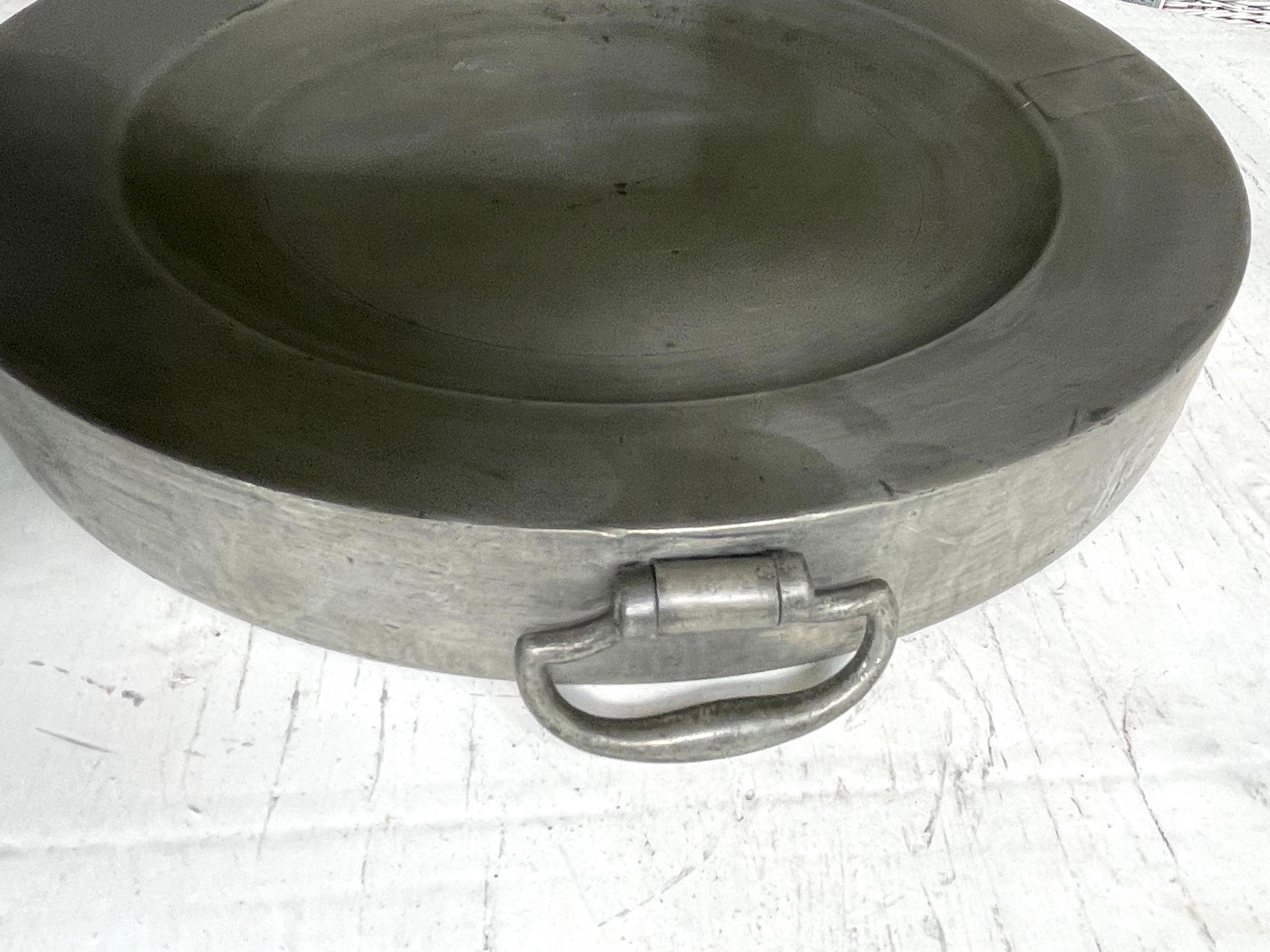 19th Century English Pewter Warming Dish For Sale