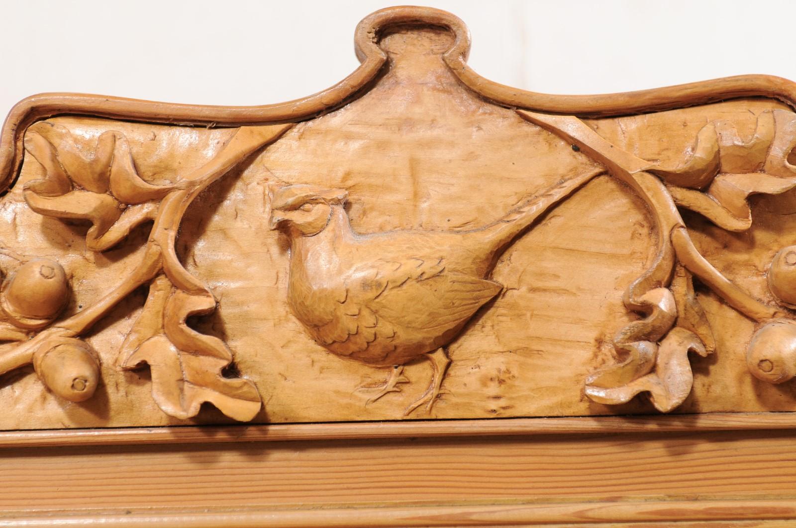 English Pheasant & Retriever Carved Wood Hall Bench For Sale 2