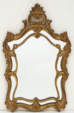 English Pierced Gilt Wall Mirror in the Rococo Style (H 30 3/4 x W 18 1/2)