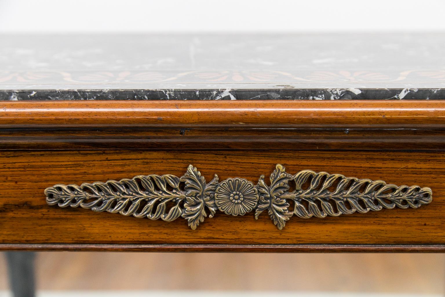 Mirror English Pietra Dura Console Table For Sale