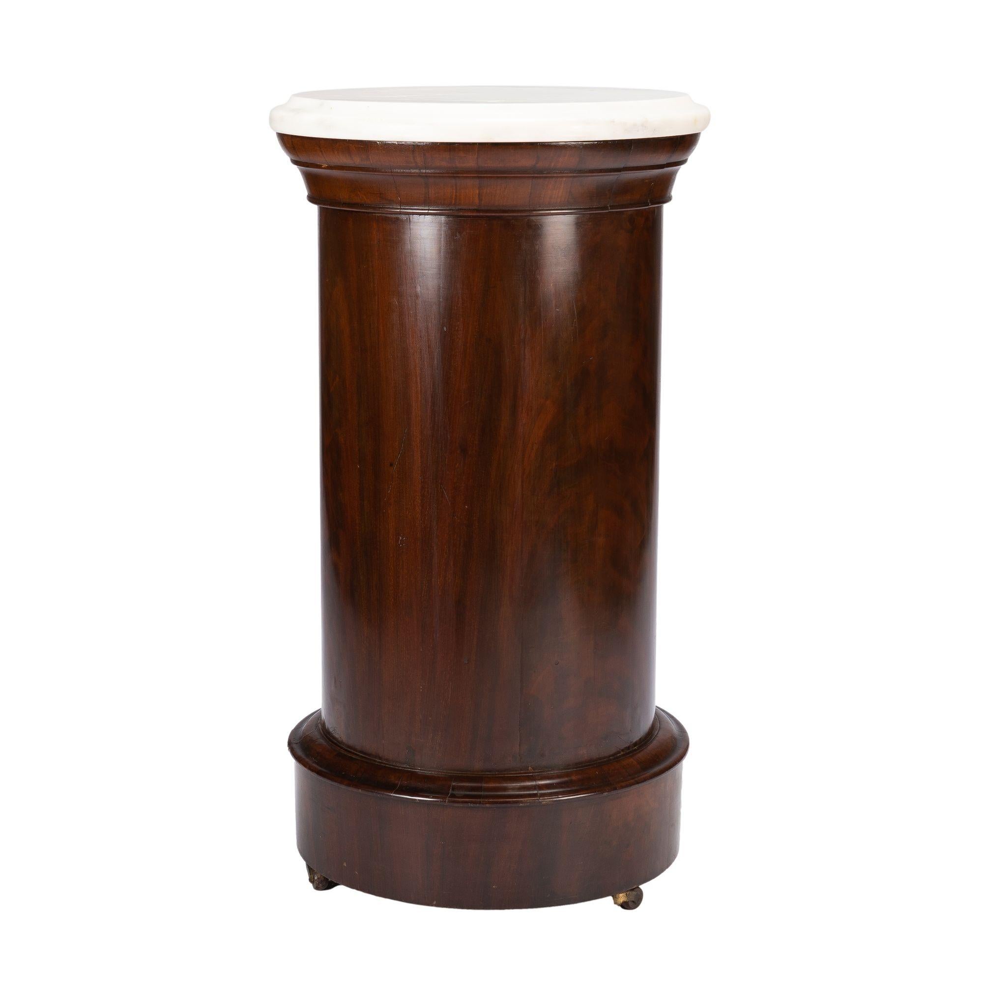 Early 19th Century English Pillar Commode with Marble Top, 1820 For Sale