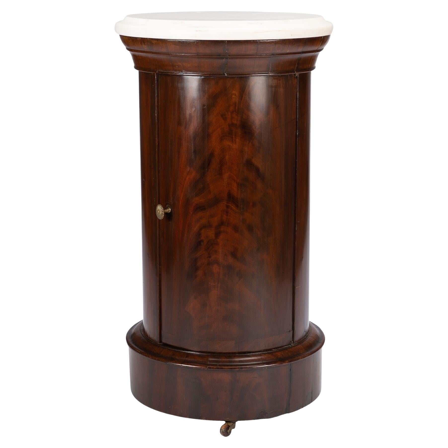 English Pillar Commode with Marble Top, 1820 For Sale