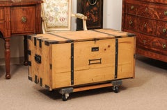 English Pine 19th Century Campaign Trunk