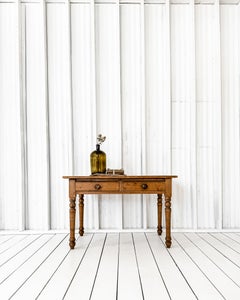 English Pine Accent Table with Two Center Drawers