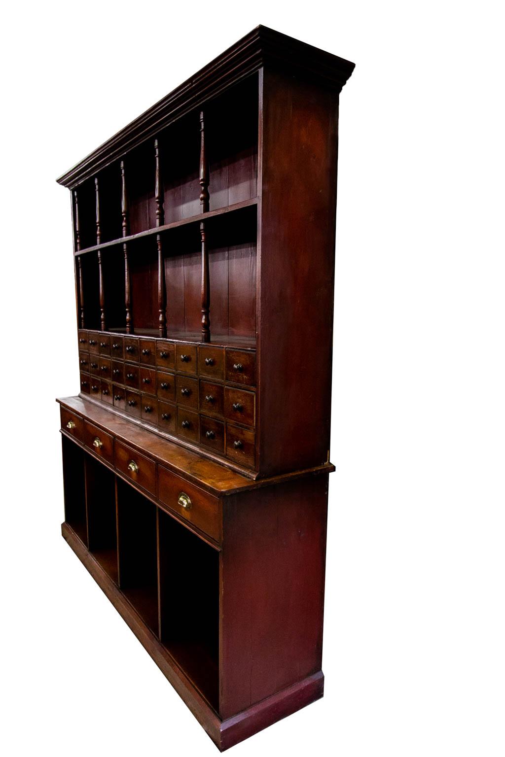 English Pine and Mahogany Apothecary Shelf/Cupboard In Good Condition In Wilson, NC