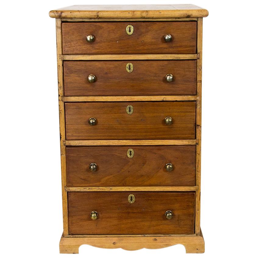 English Pine and Mahogany Five-Drawer Chest For Sale