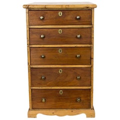 Antique English Pine and Mahogany Five-Drawer Chest
