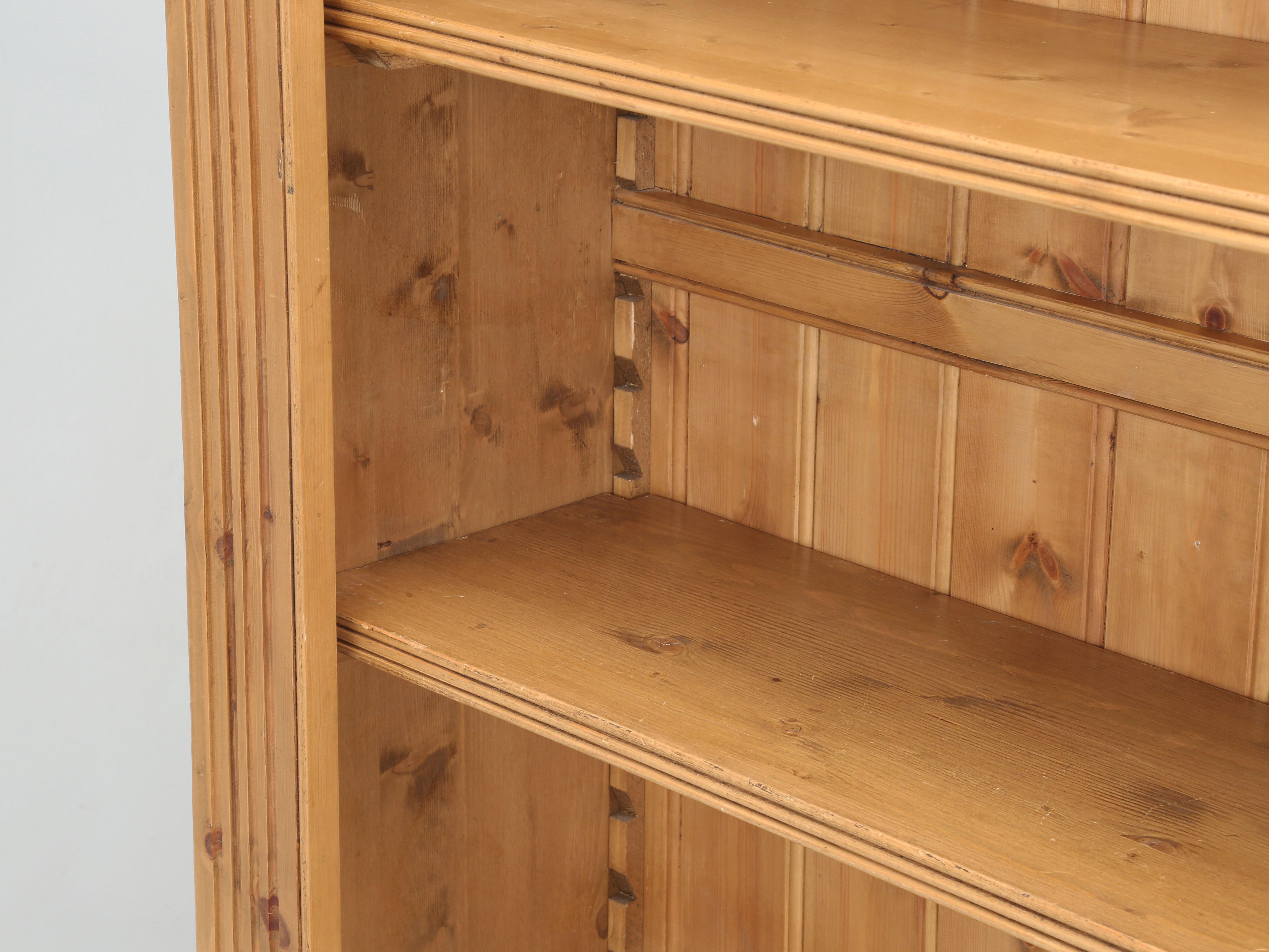 English Pine Bookcase Exceptionally Wide, Traditional Beeswax Finish by Chrispyn For Sale 4
