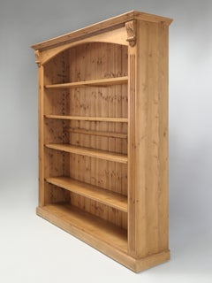 English Pine Bookcase Exceptionally Wide, Traditional Beeswax Finish by Chrispyn