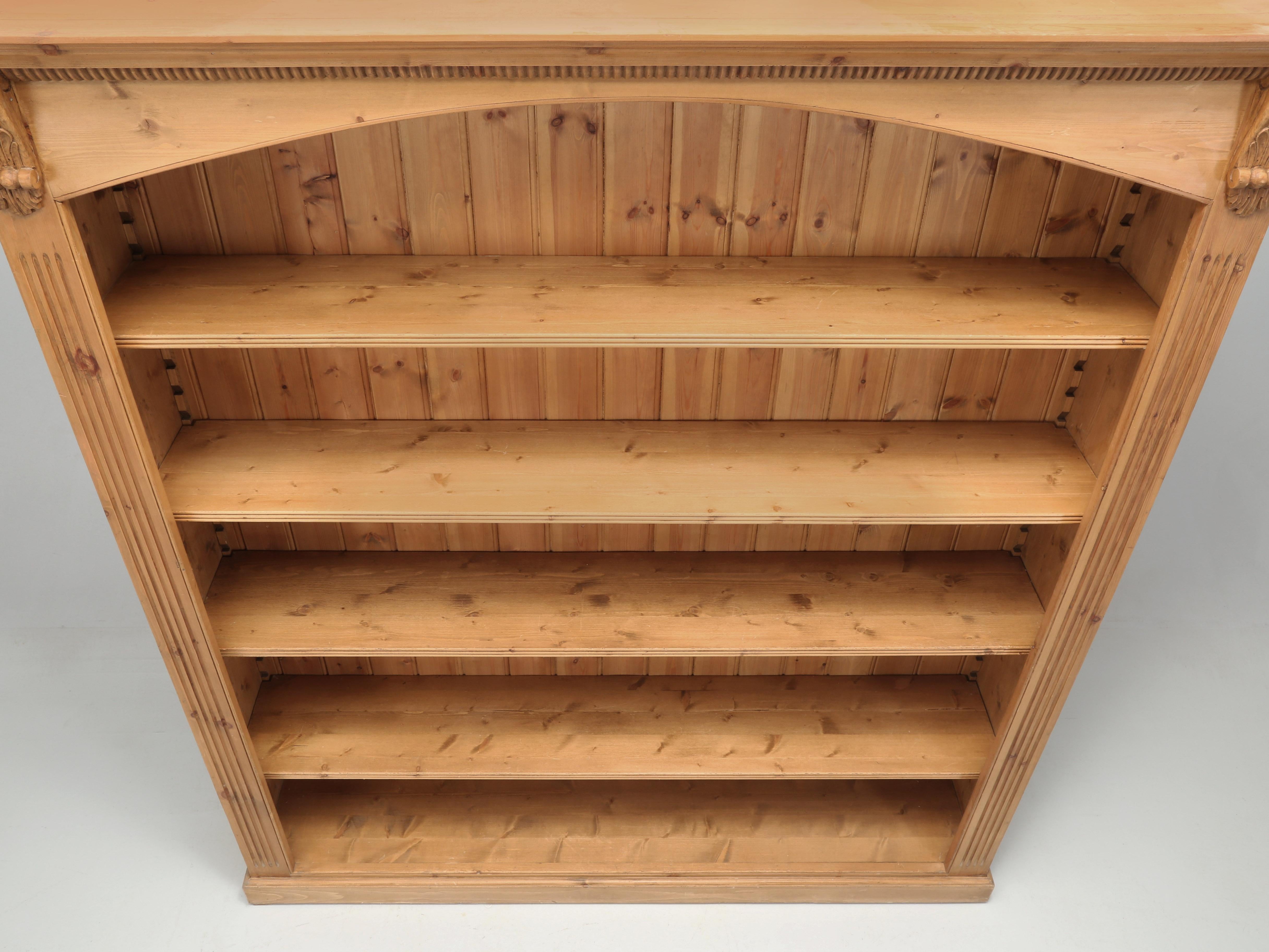 English Pine Bookcase Exceptionally Wide, Traditional Beeswax Finish by Chrispyn For Sale 3