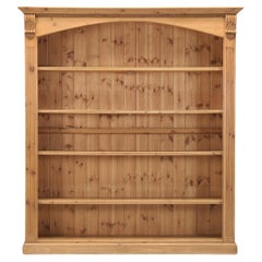 Vintage English Pine Bookcase Exceptionally Wide, Traditional Beeswax Finish by Chrispyn